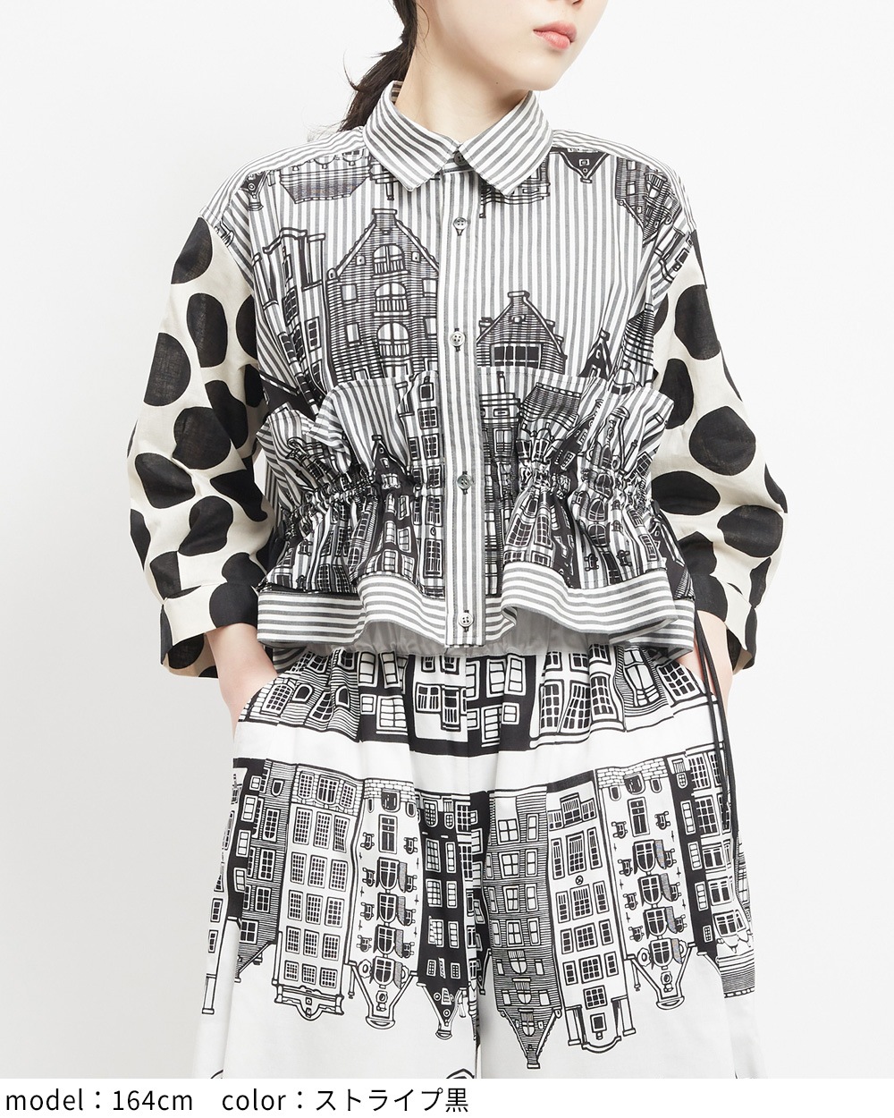 ゴム gomme Wave Blouse ウェーブ ブラウス シャツ 総柄 gomme】ゴム 公式オンラインショップ