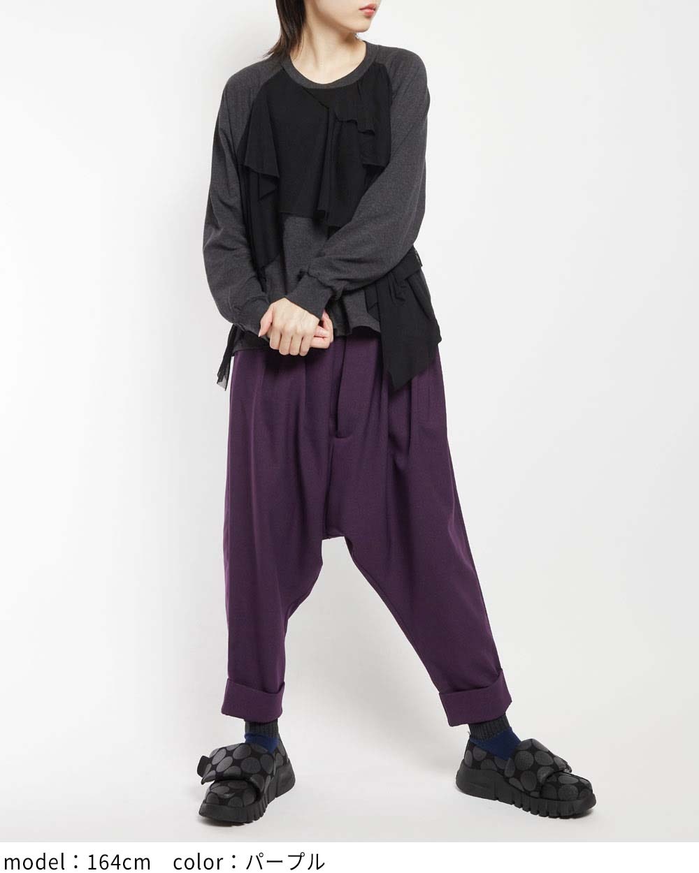 gomme サルエルパンツ　ブラック　24AW 40%off 2024AW gomme(H) サルエルパンツ 3；黒 サイズ；M HWP78