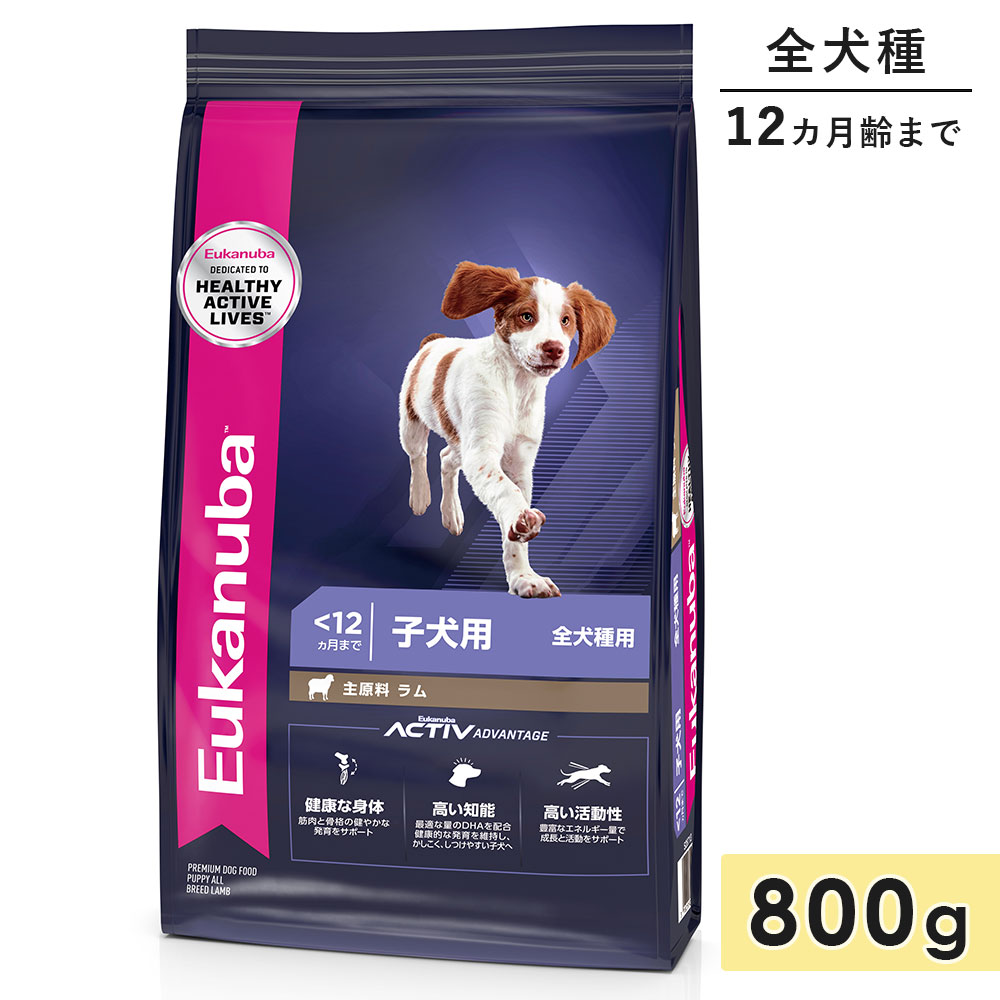 ユーカヌバ パピー ラム＆ライス 800g 子犬用 全犬種用 ラム 生後12