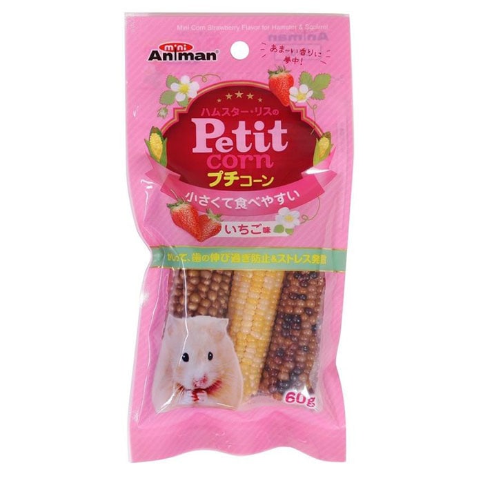 ハムスター・リスのプチコーン いちご味 60g 小動物用フード おやつ