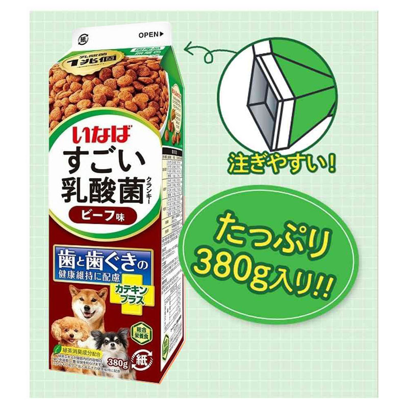 いなば すごい乳酸菌 クランキー牛乳パック ビーフ味 380g オール