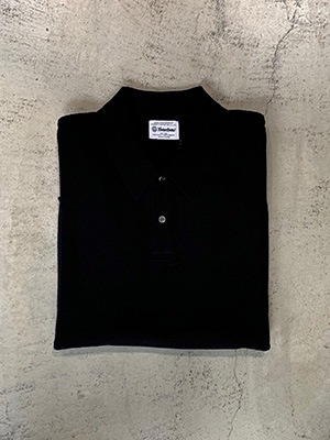 Yonetomi NEW BASICLIGHT WAVE COTTON KNIT POLOBLACK