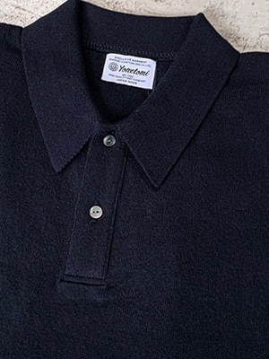 Yonetomi NEW BASICLIGHT WAVE COTTON KNIT POLOBLACK