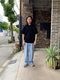 Yonetomi NEW BASICLIGHT WAVE COTTON KNIT POLOBLACK