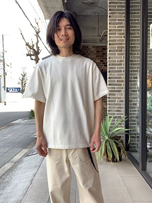 Yonetomi NEW BASICLIGHT WAVE COTTON KNIT TEEWHITE