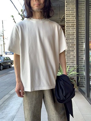 Yonetomi NEW BASICLIGHT WAVE COTTON KNIT TEEWHITE