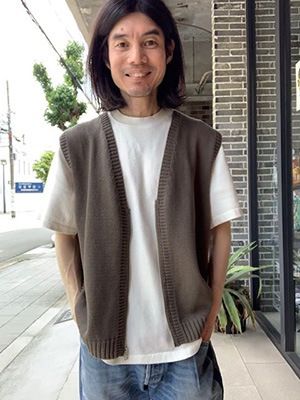 Yonetomi NEW BASICLIGHT WAVE COTTON KNIT TEEWHITE