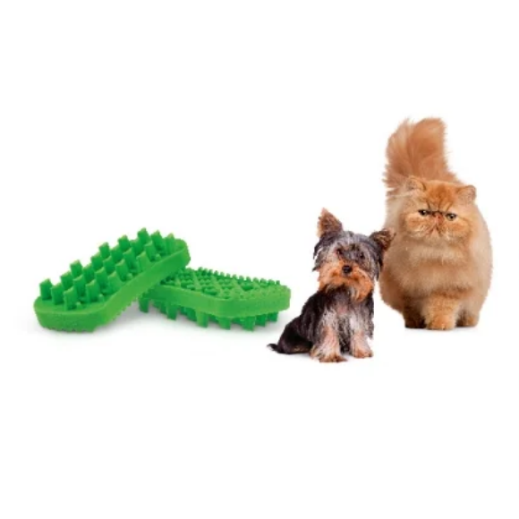 ペットアンドミー・ラバーブラシ ソフト・長毛用 グリーン