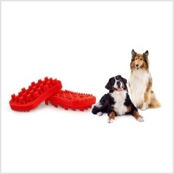 ペットアンドミー・ラバーブラシ ハード・長毛用 レッド