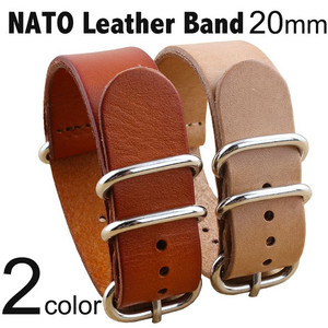 NATOレザーベルト 腕時計用・時計ベルト・時計バンドNLB001全2色20mm
