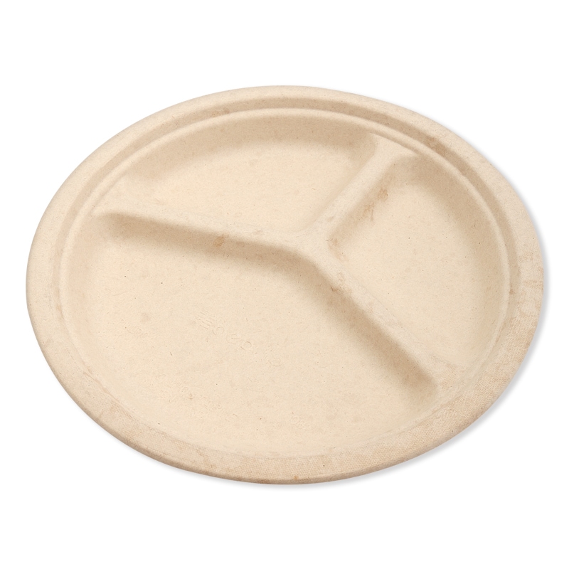 BePulp未晒三区切り丸トレイ26cm[入数:400]