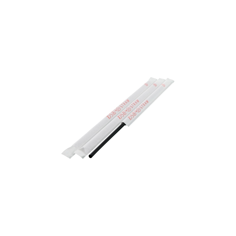 【※欠品中※】ストレートストローアイスコーヒー用4.5mm×18cm紙包装 黒[入数:10,000]