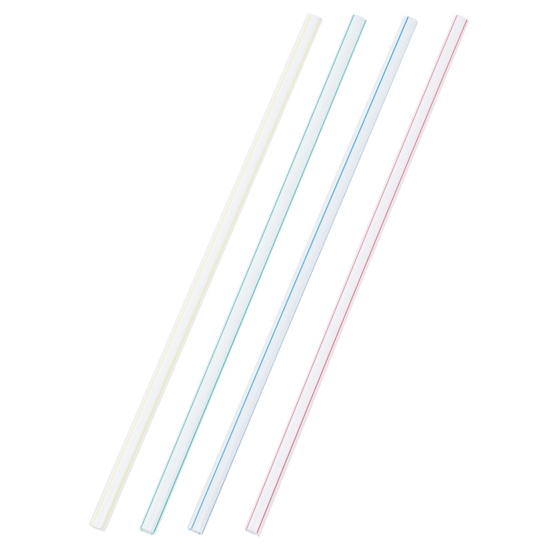 ストレートストロージュース用6mm×21cm包装なし 白地ストライプ混合(赤筋・青筋・黄筋・緑筋)[入数:10,000]