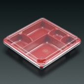 【本体のみ】弁当-M4 加賀漆赤 本体 [入数:800]|プラスチック弁当容器|お弁当容器