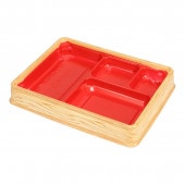 BFハカマ集膳5杉板赤本体(N) [入数:600]|プラスチック弁当容器|お弁当容器
