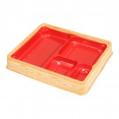 BFハカマ集膳6-1杉板赤本体(N) [入数:600]|プラスチック弁当容器|お弁当容器
