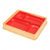 BFハカマ集膳6-2杉板赤本体(N) [入数:600]|プラスチック弁当容器|お弁当容器