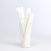 【※終売※】紙ストロー 紙袋入 ホワイト 6Φx160 キッズサイズ[入数:8,000]
