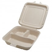 SBT-パルプヒンジコンテナSQ 3区切り[入数:300]|紙皿・紙トレー|テイクアウト用品