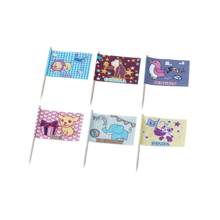 ランチ旗 動物旗(裏面ぬりえ付)[入数:1,000]