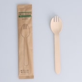 木製フォークスプーン 160 紙完封袋(茶色）(茶色)[入数:3,000]|スプーン・フォーク・ナイフ・マドラー|カトラリー＆テーブルウエア