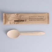 木製スプーン(BF)160mm 紙個包装[入数:2,000]|スプーン・フォーク・ナイフ・マドラー|カトラリー＆テーブルウエア