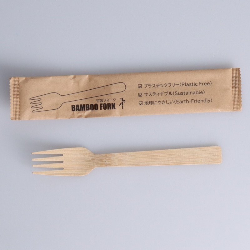 竹製フォーク 170mm 紙個包装[入数:2,000]