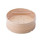 【※欠品中※】丸せいろ（大）穴あき クリーム OPS蓋付[入数:180]