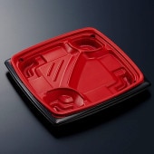 CTリル 22-22C 赤黒-BK 身[入数:600]|プラスチック弁当容器|お弁当容器