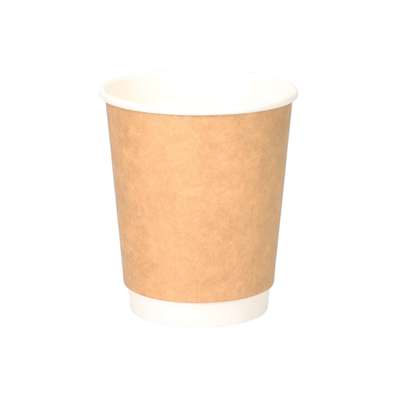 HU 8oz ダブルウォールクラフト柄カップ 285ml-2[入数:1,000]