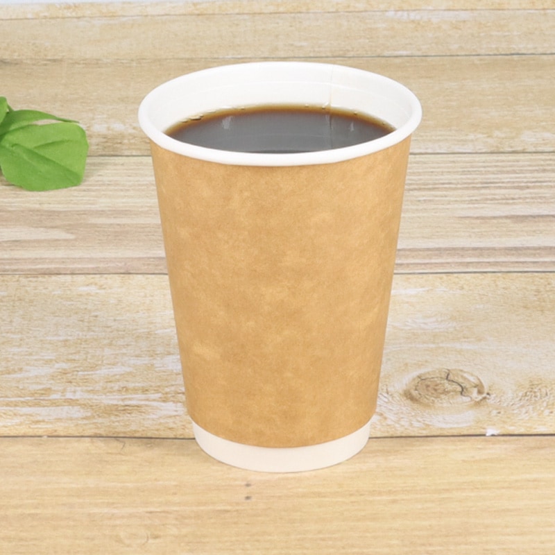 HU 12oz ダブルウォールクラフト柄カップ[入数:500]