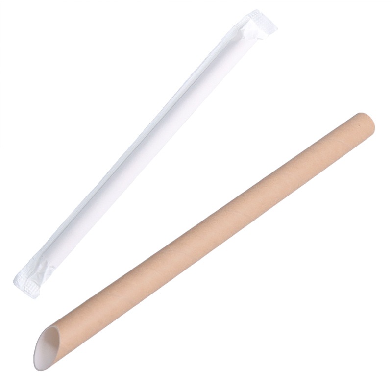 たぴおか  タピオカ用 紙ストロー 12φ×210mm クラフト 斜めカット個包装[入