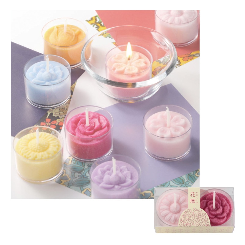 花暦ローソク法灯12本入りマーガレット、バラ　各1個