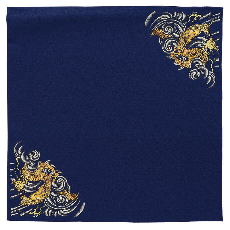 木魚掛け金彩竜柄　紺