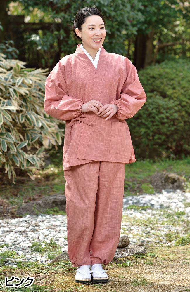 女性用紬調作務衣 紺 赤 ピンク F すべての商品 作務衣と仏具の通販専門店 五彩堂