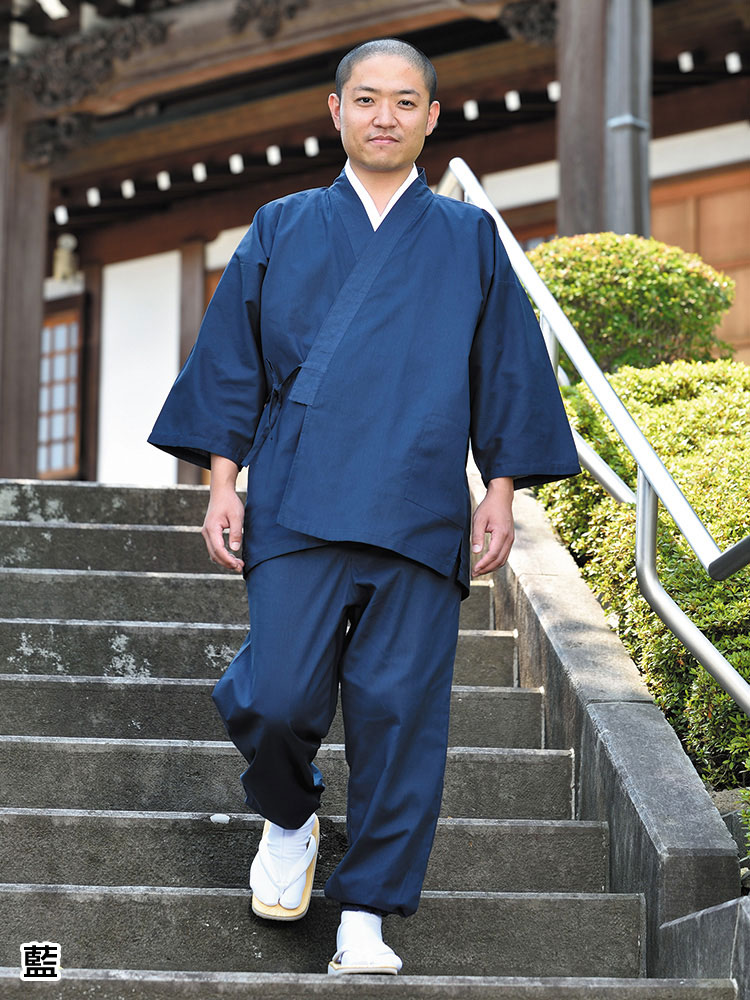 本格派作務衣(藍・煉瓦・抹茶・石墨)(S-3L) | 和装品,男性用和装品