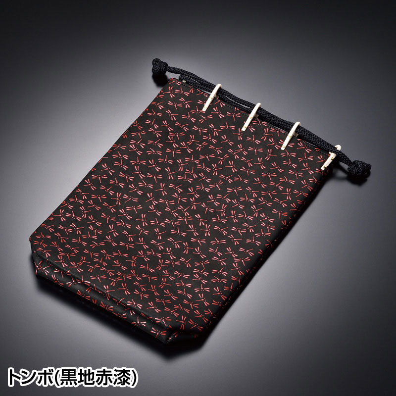印傳屋 合切袋大マチ付(波うろこ(黒地白漆)・菱菊(黒地赤漆)・トンボ
