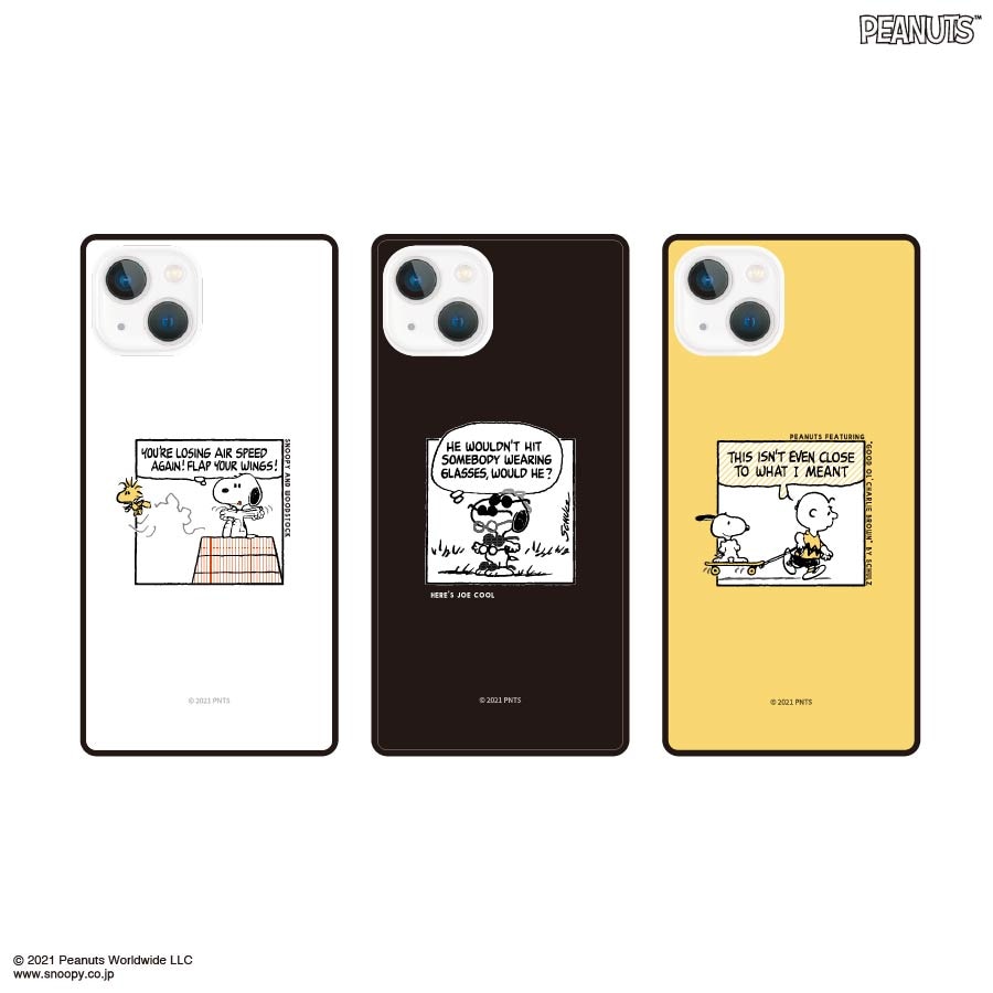 ピーナッツ iPhone13対応 スクエアガラスケース