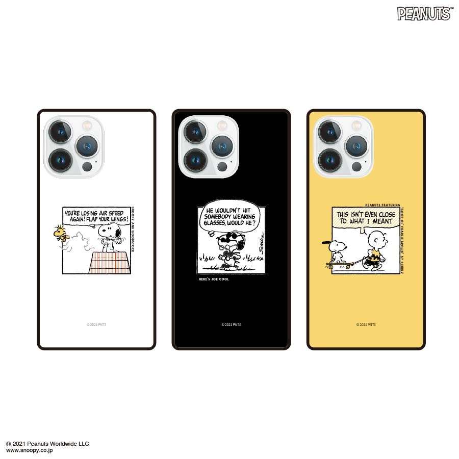 ピーナッツ iPhone13 Pro対応 スクエアガラスケース