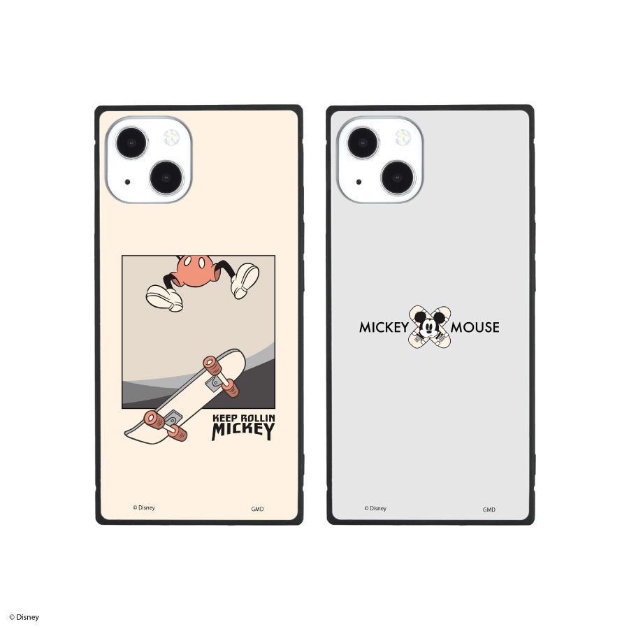 ディズニーキャラクター／iPhone13対応スクエアガラスケース