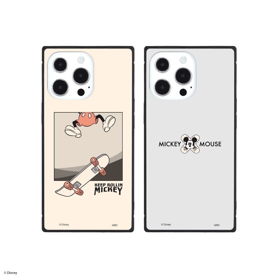 ディズニーキャラクター／iPhone13 Pro対応スクエアガラスケース