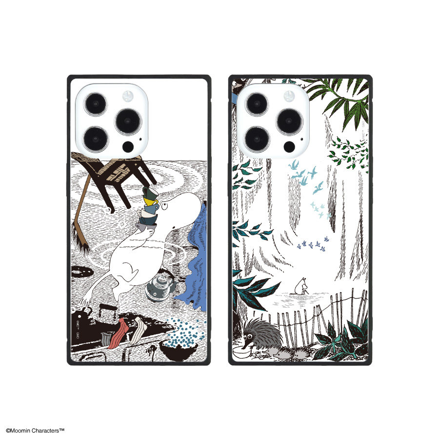 ムーミン　iPhone13 Pro対応 スクエアガラスケース