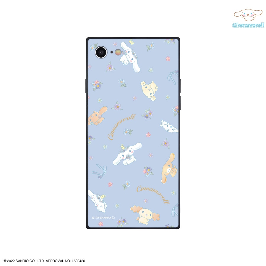 シナモロール フラワーフレーム iPhoneSE(第2世代)/8/7対応 スクエアガラスケース