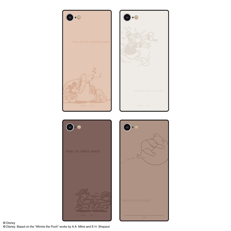 ディズニーキャラクター ／ iPhoneSE(第3世代/第2世代)/8/7対応 スクエアガラスケース