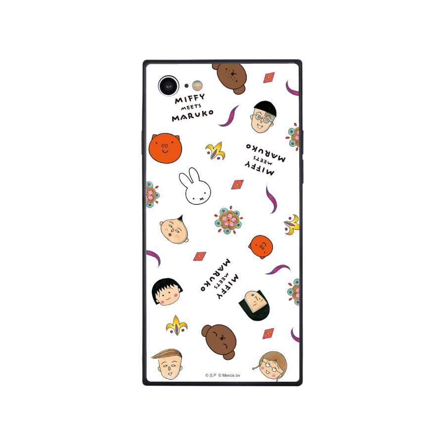 miffy meets maruko iPhoneSE(第3世代/第2世代)/8/7 対応 スクエアガラスケース