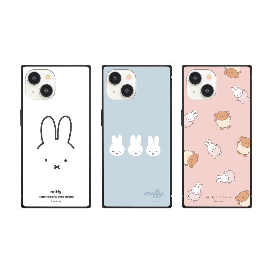 ミッフィー iPhone15 / 14 / 13 対応 スクエアガラスケース