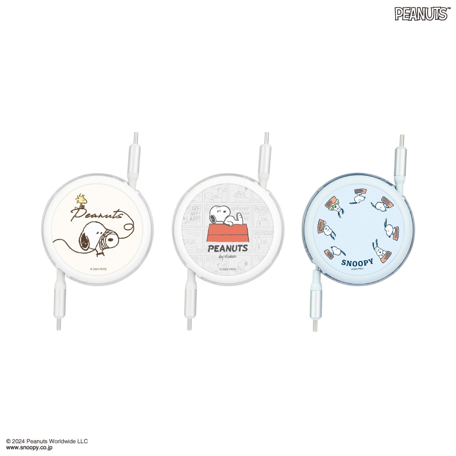 ピーナッツ スヌーピー PD60W 対応 USB2.0 リール式 Type-C ケーブル