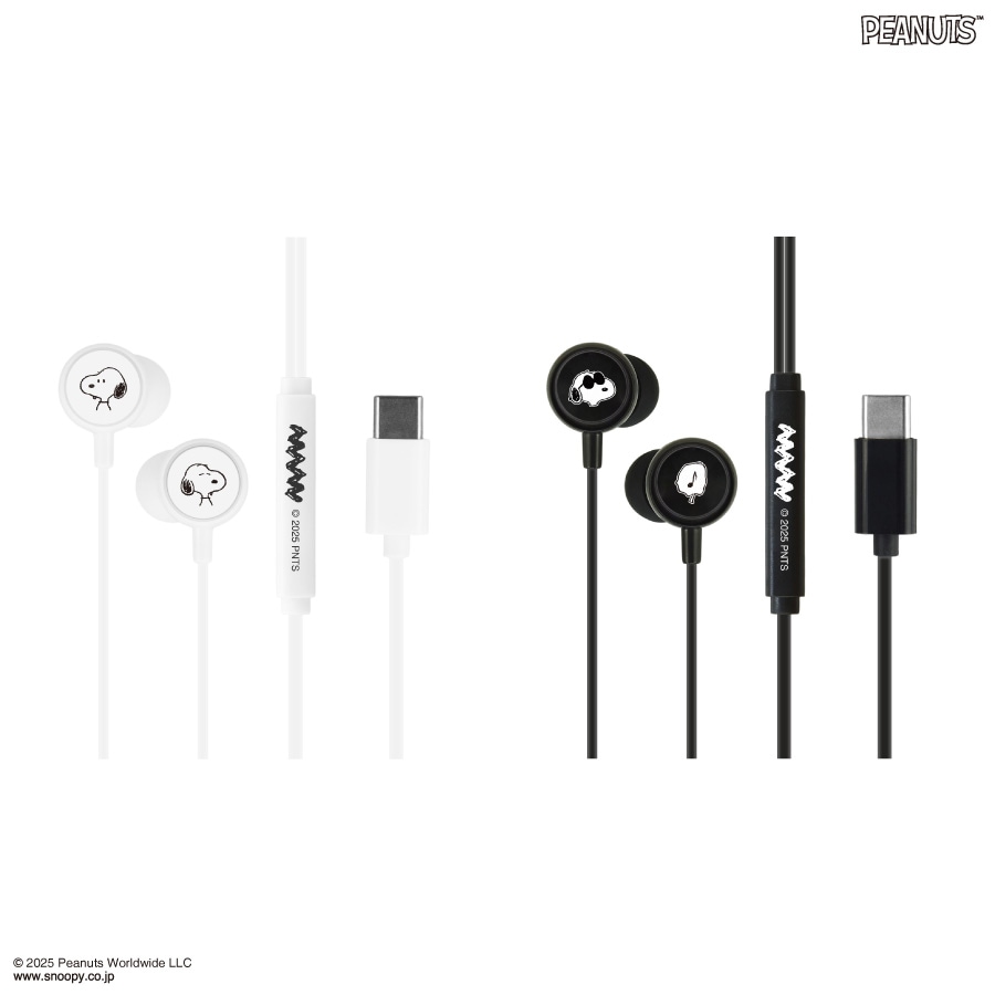 ピーナッツ スヌーピー リモコンマイク付き USB Type-C ステレオイヤホン