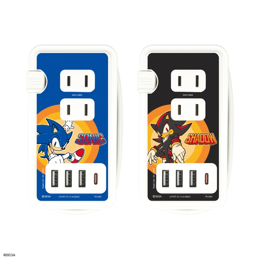 ソニック・ザ・ヘッジホッグ USB / USB Type-C 付き ACタップ