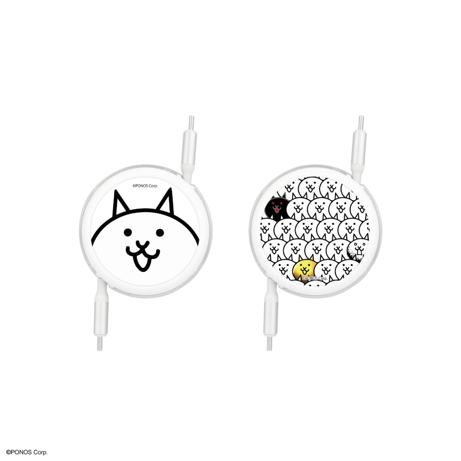 にゃんこ大戦争 PD60W 対応 USB2.0 リール式 Type-C ケーブル